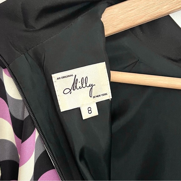 Vintage Milly Of New York Purple Retro Funky Mini Dress 100% Silk Women’s 8 - Picture 5 of 6